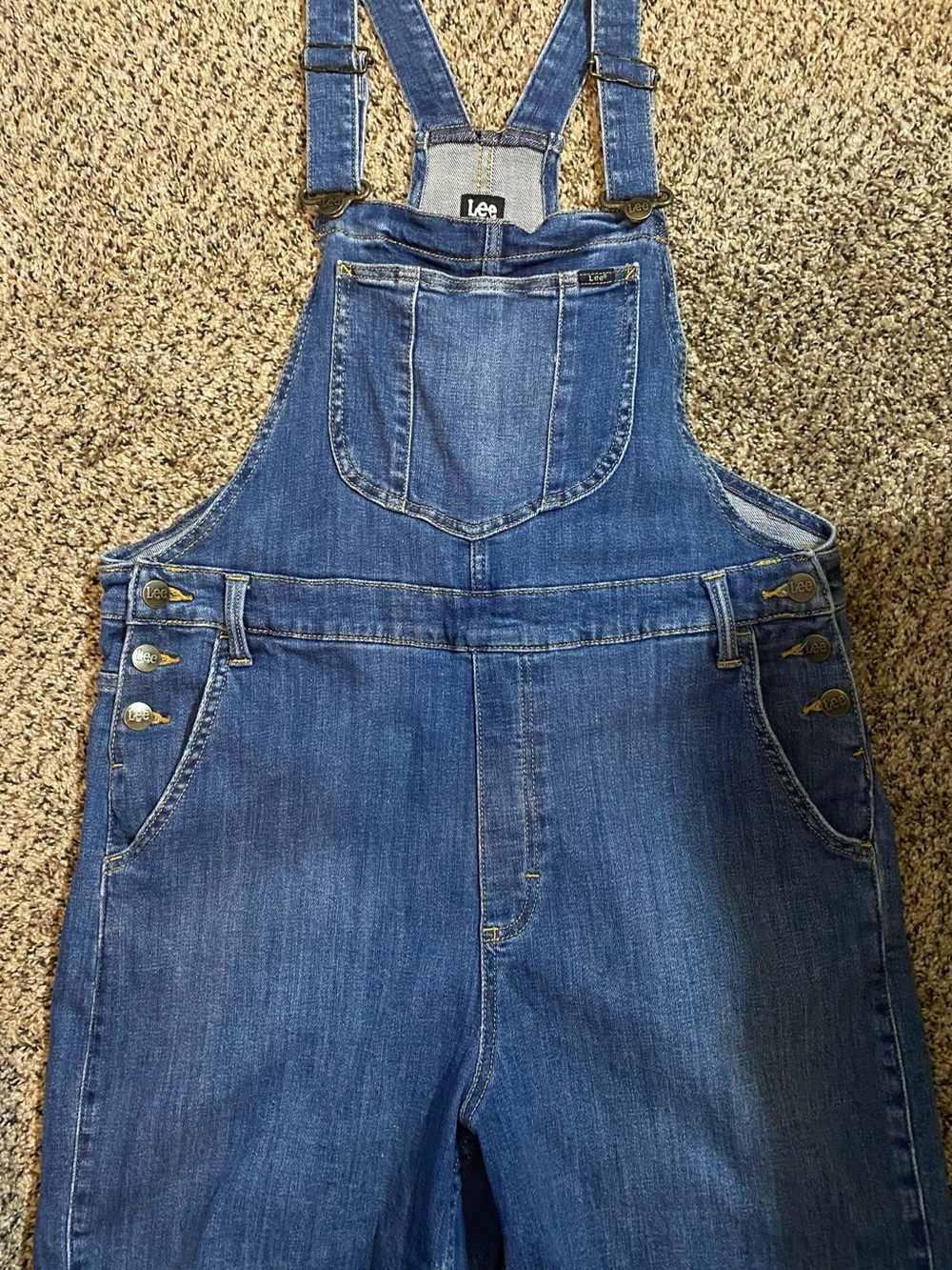 Lee Blue Denim Short Overalls